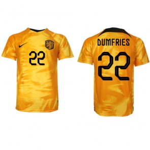 Holandsko Denzel Dumfries #22 Domácí Dres MS 2022 Krátký Rukáv
